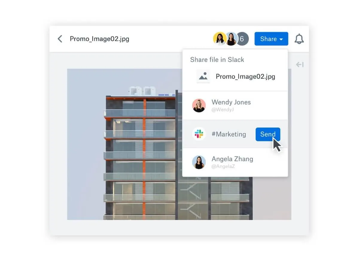 Dropbox-Integrationen: Senden eines Bildes von Dropbox an Slack