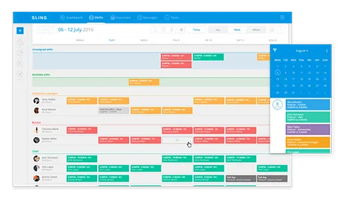 Sling biedt een uitgebreide oplossing voor kleine bedrijven door personeelsplanning te integreren met ingebouwde communicatietools. : planner