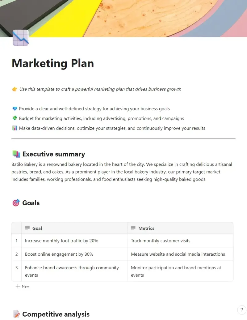 Microsoft Loop-Vorlage für Marketing-Pläne