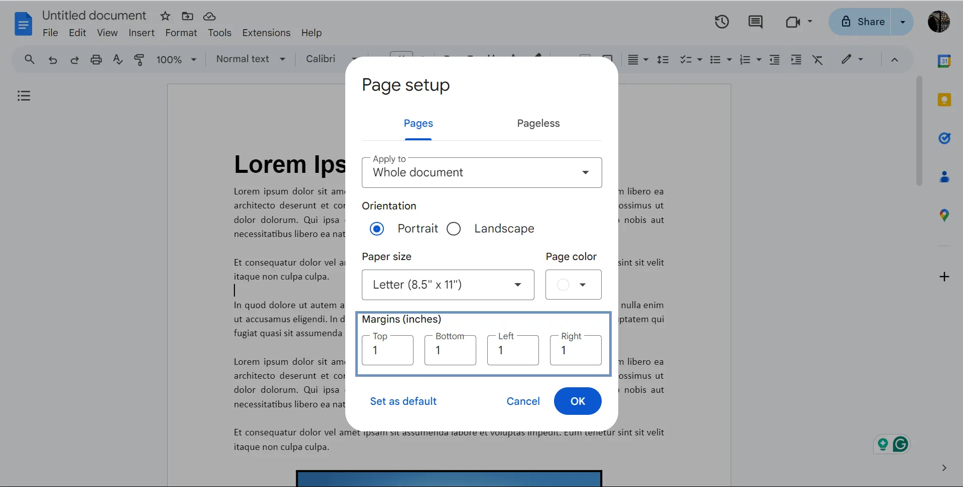 Cách tùy chỉnh lề trang Tài liệu Google