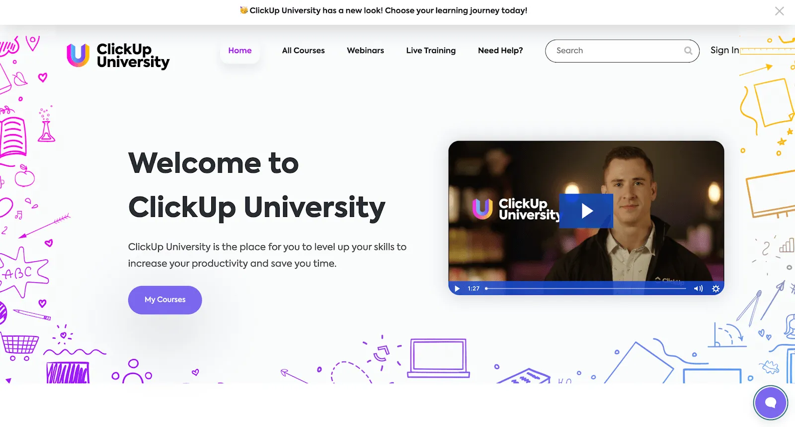 ClickUp University ホームページ