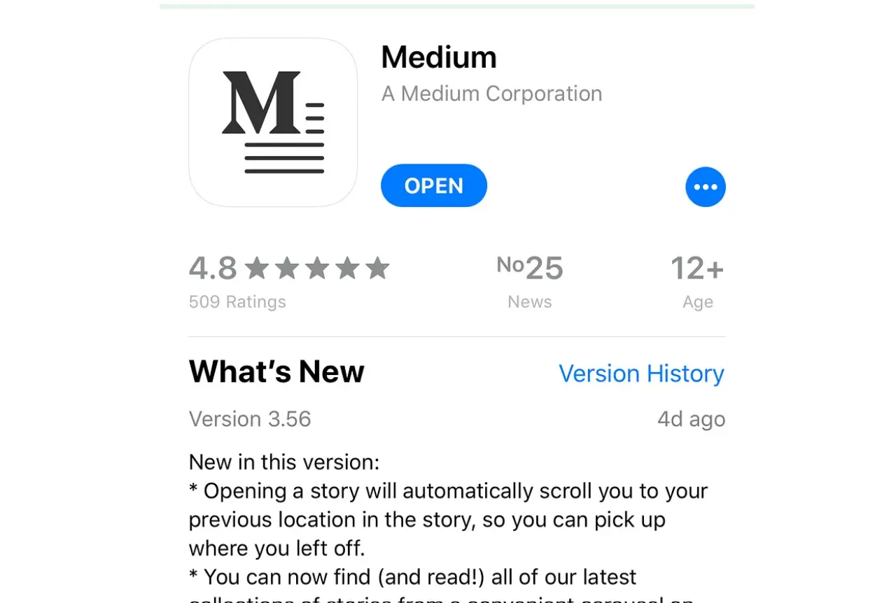 Notas de la versión de Medium