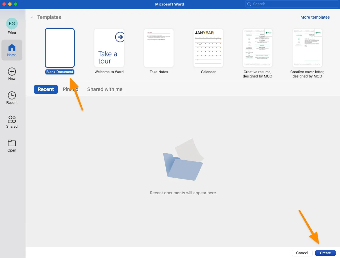 Inizia con un documento vuoto per creare moduli compilabili in Word.