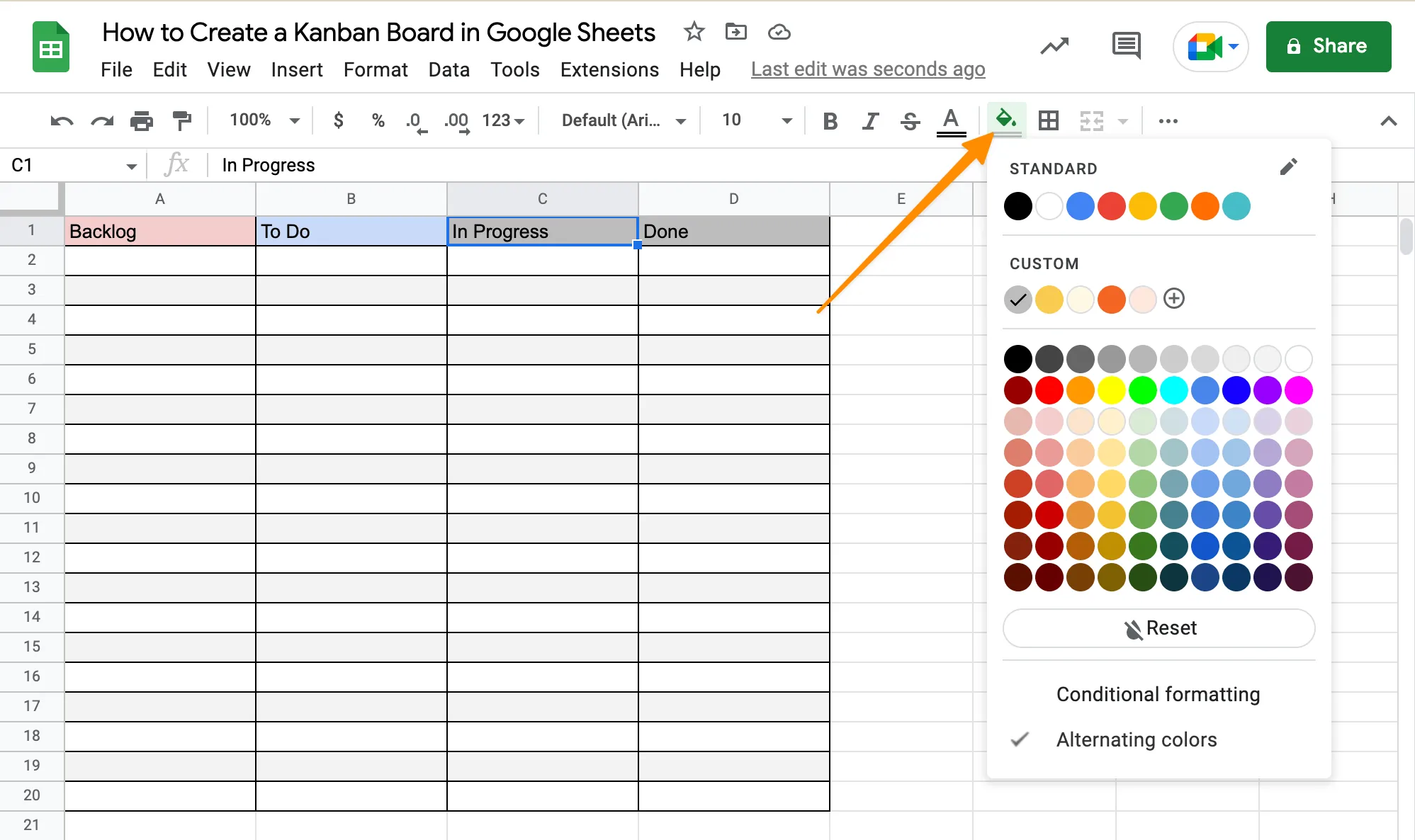 Ändern Sie den Hintergrund der Kopfzeilen des Kanban-Boards, um die Sichtbarkeit zu verbessern.