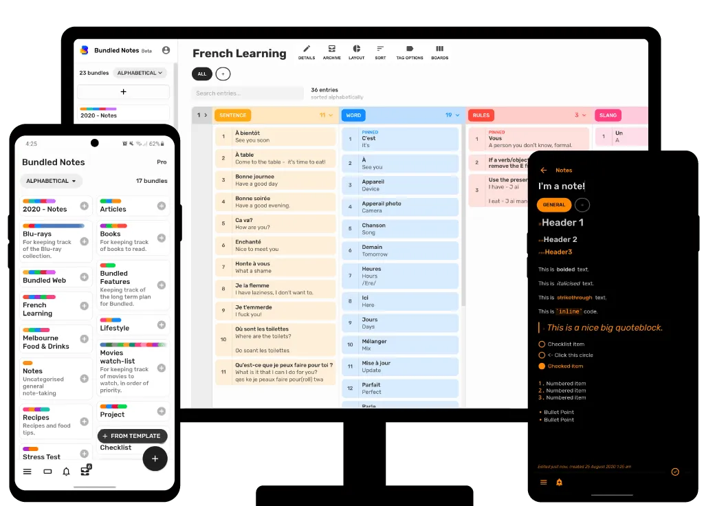 Ứng dụng ghi chú Bundled Notes dành cho Android
