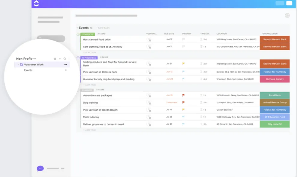 ClickUp-Vorlage für das Freiwilligenmanagement