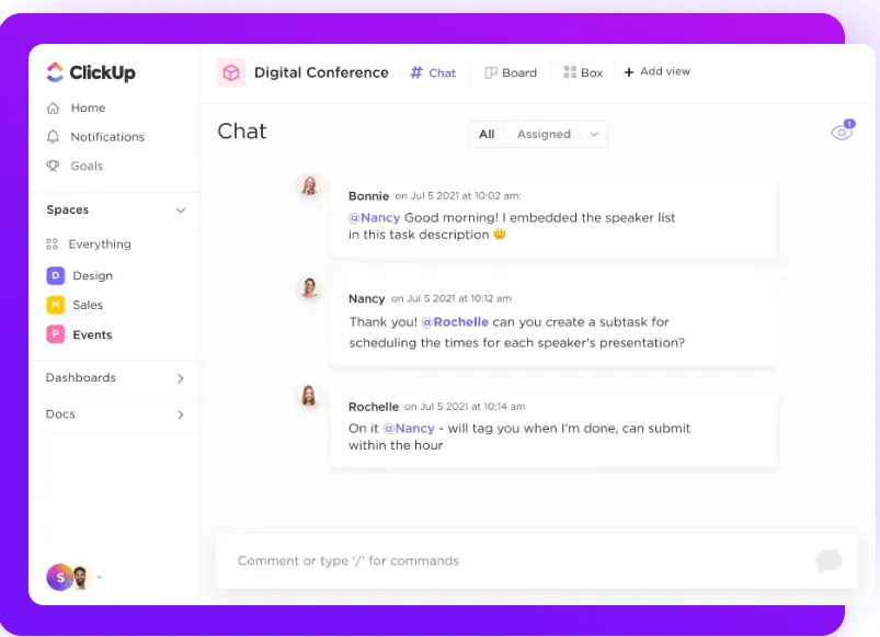 Chat ClickUp : domaines à améliorer au travail