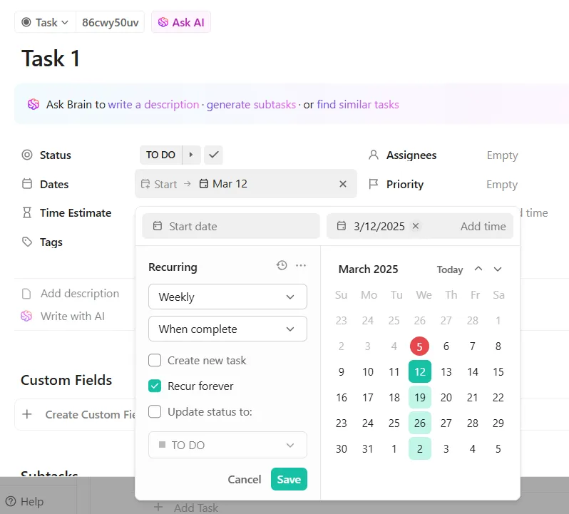 Seleziona Imposta ricorrente: come rendere Google Calendar più estetico