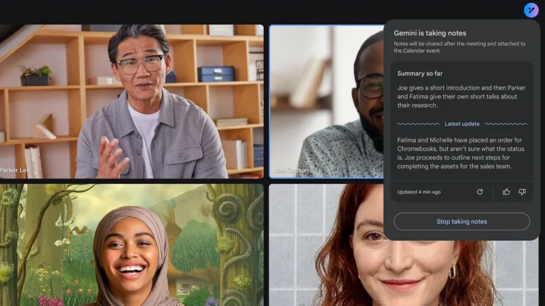 Gemini: app IA per prendere appunti durante le riunioni di Google Meet