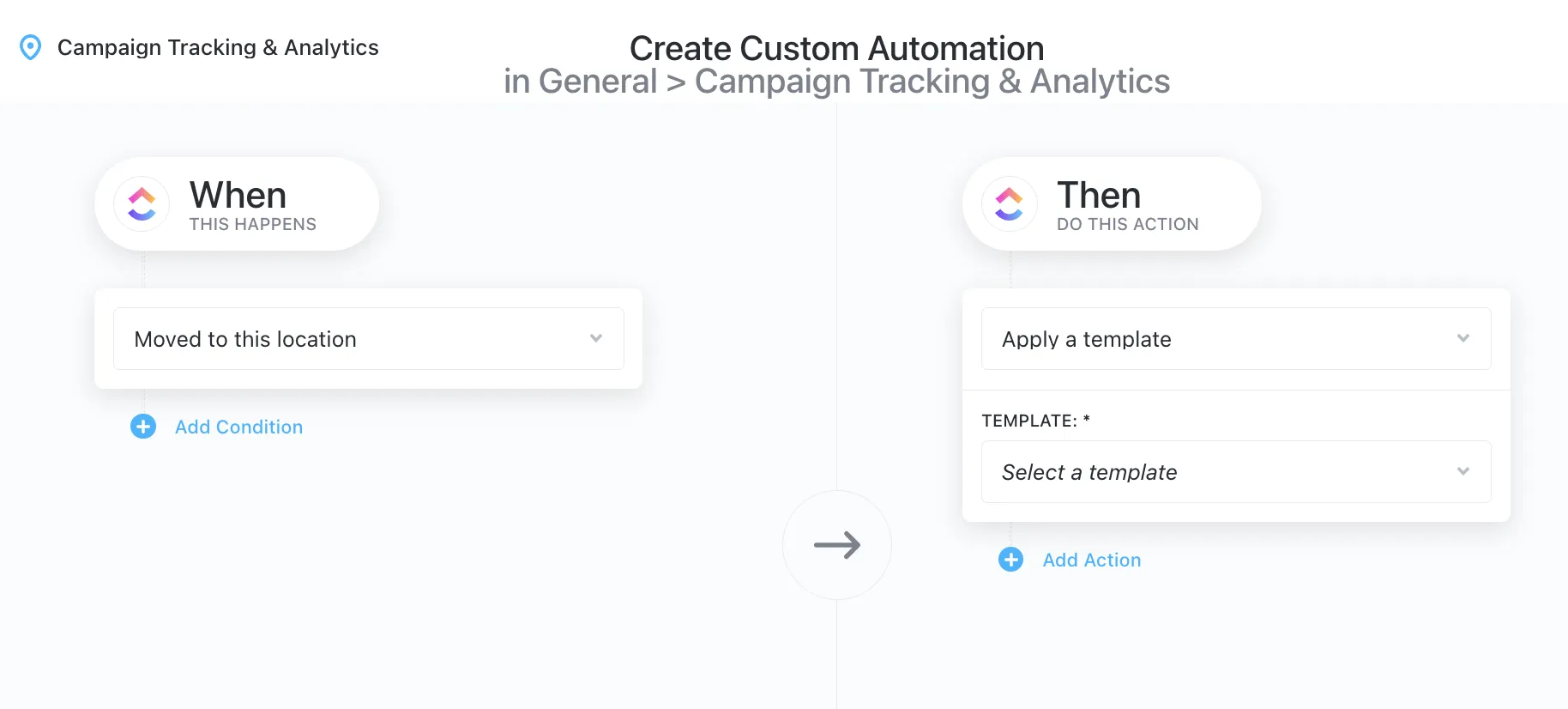 Aplicar una automatización de plantilla en ClickUp