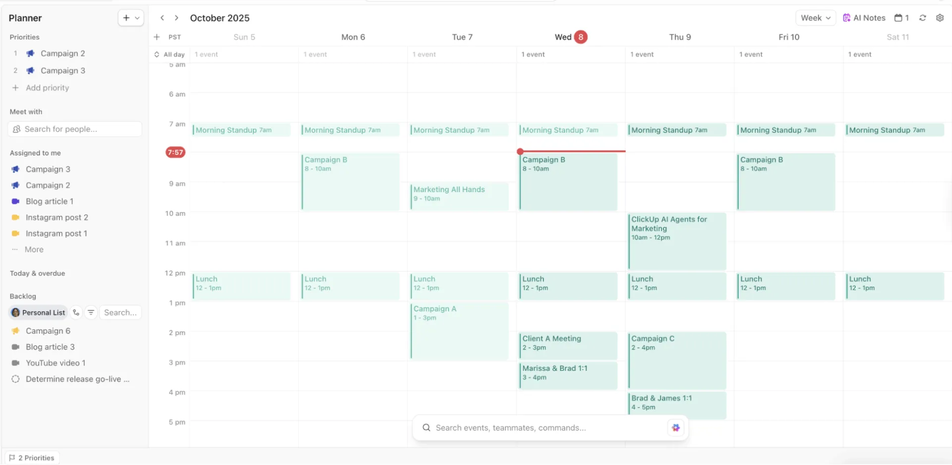ClickUp Planner: قم بمزامنة الاجتماعات مع التقويمات الخارجية للحفاظ على تزامن الجداول الزمنية عبر الأدوات