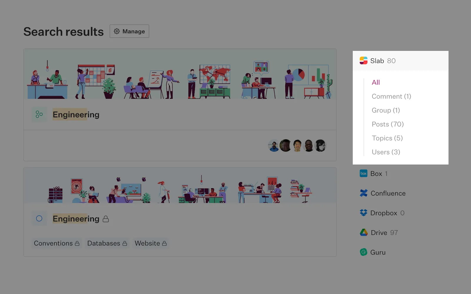 Tableau de bord Slab : Gestion des connaissances de l'entreprise