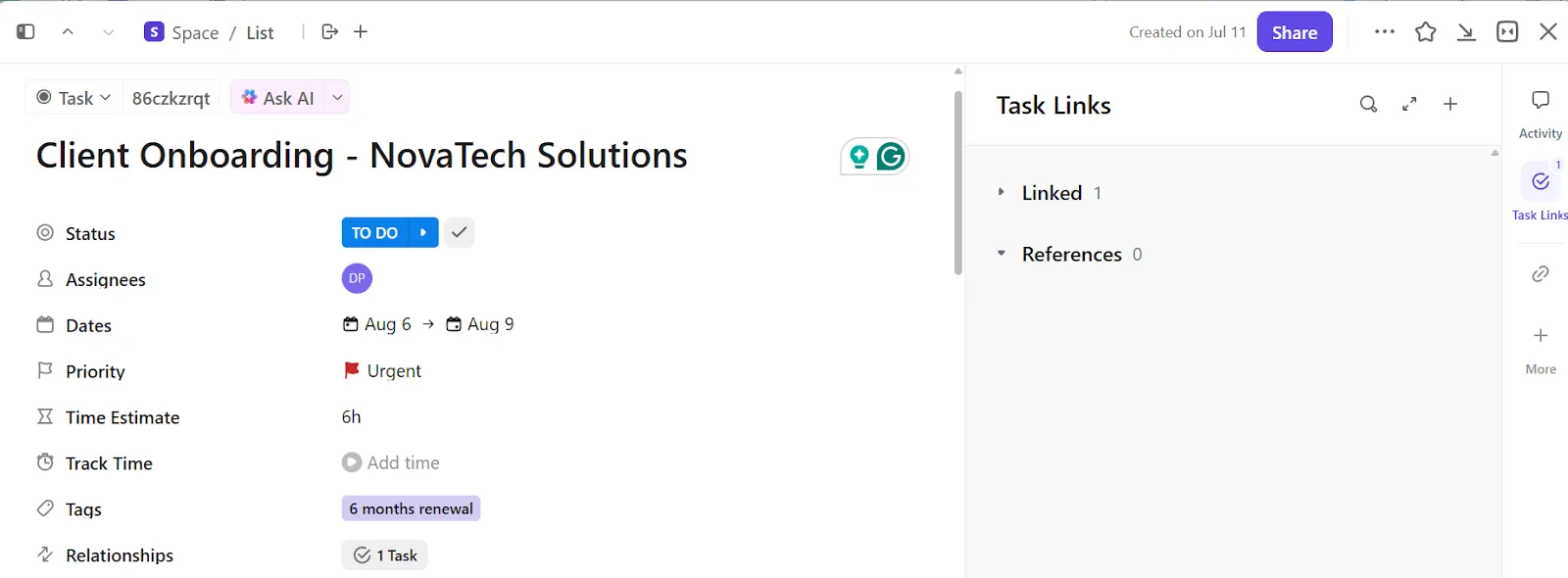 ClickUp Tasks: Adjon hozzá megbízottakat, leírást és alfeladatokat az adatbázis-készítő szoftverben található „rekordjaihoz”.