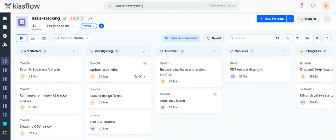 Chế độ xem bảng Kanban của Kissflow