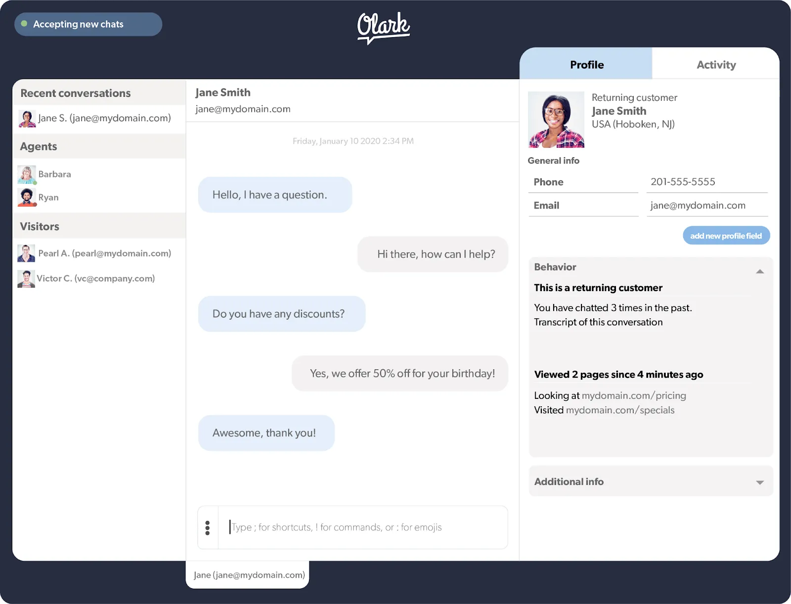Olark per l'assistenza clienti