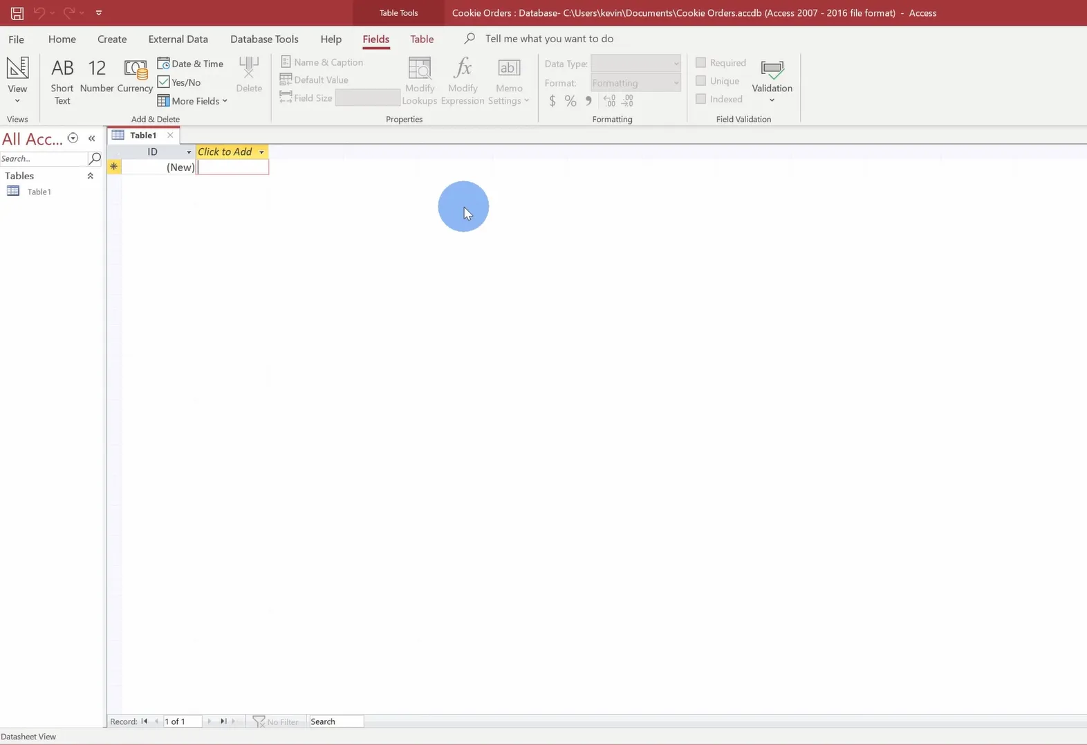 Comment créer une base de données dans Access : créer un tableau