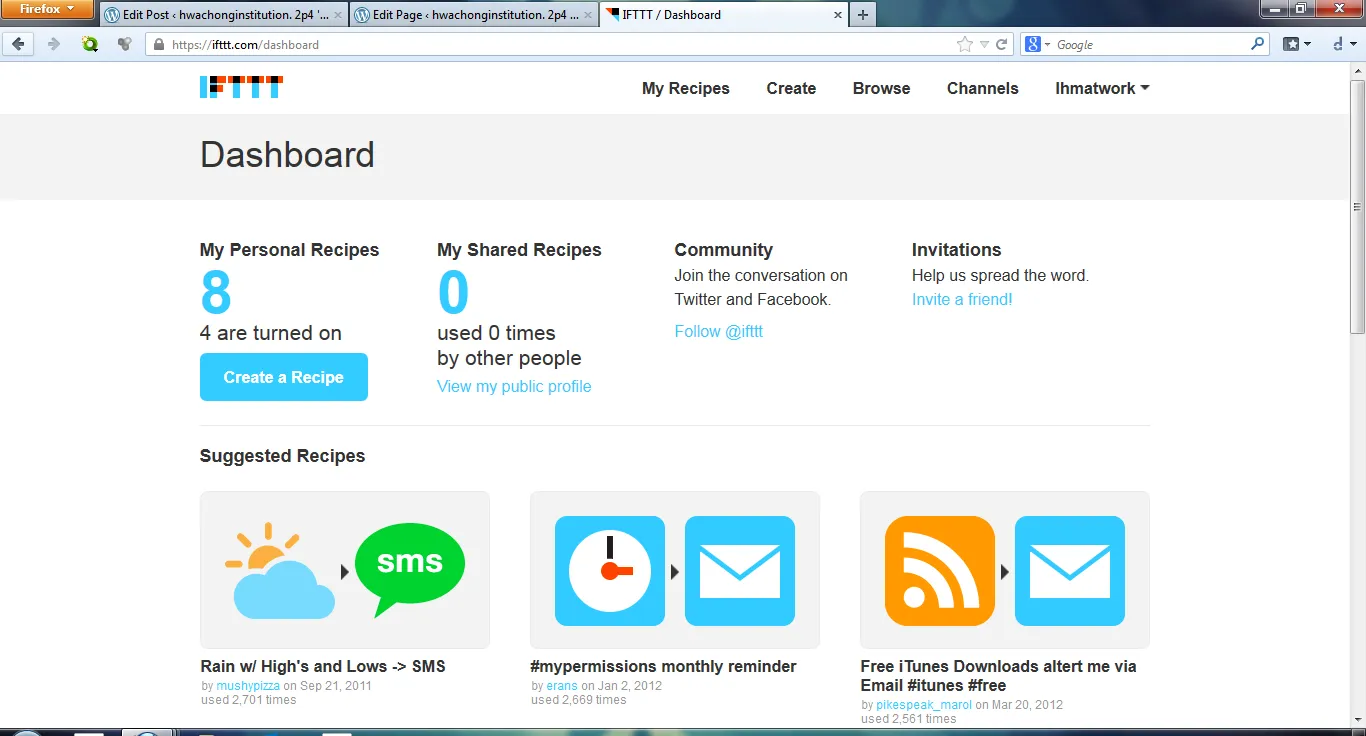 IFTTT-Dashboard