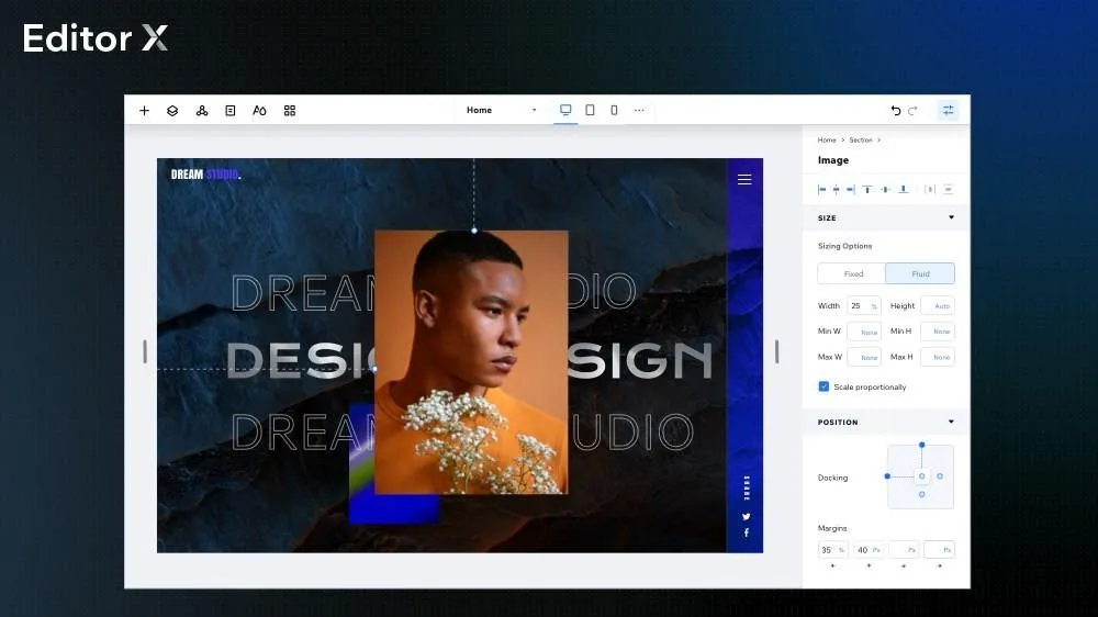 Ví dụ về SaaS Trình chỉnh sửa Wix X Design
