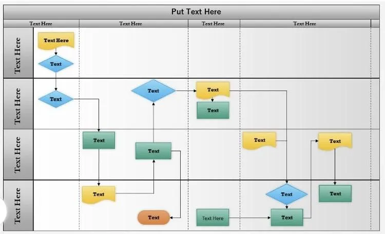 Modelo de raia de processo multifuncional do PowerPoint pela SlideTeam