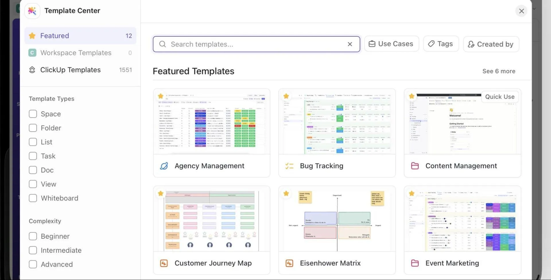Modelos do ClickUp: fluxos de trabalho prontos para uso que ajudam as equipes a padronizar processos