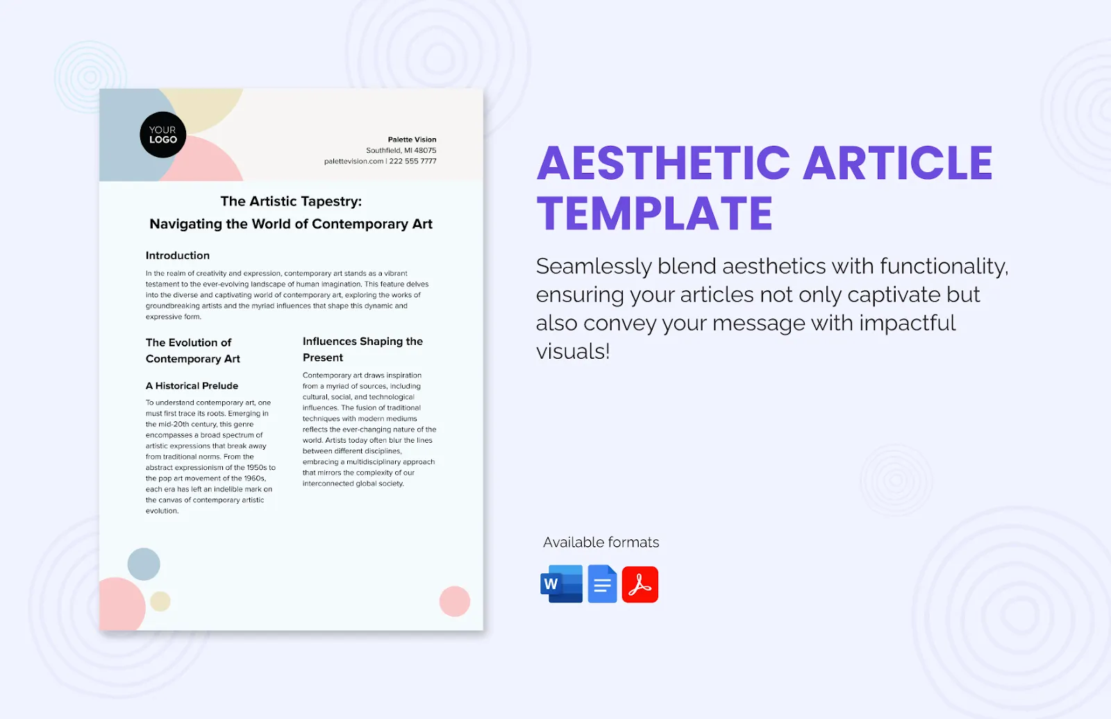 Il modello di articolo estetico: modelli estetici di Documenti Google