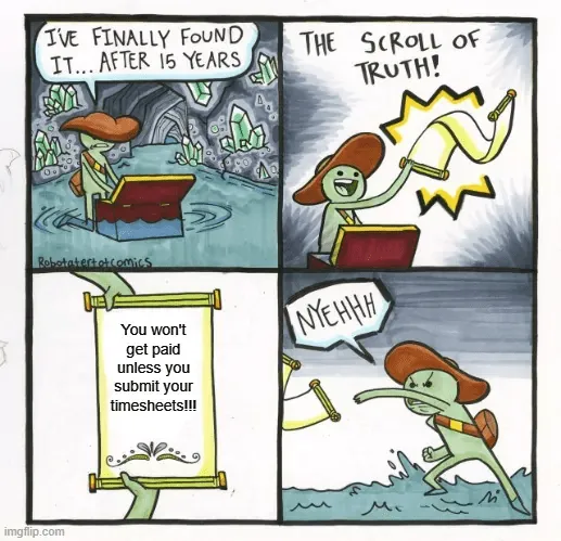 No te pagarán si no envías la hoja de horas meme