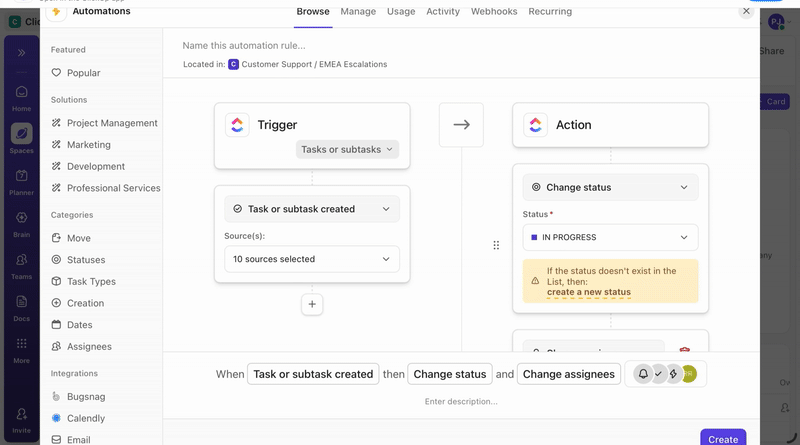 ClickUp Automations_Software de gerenciamento de projetos com portais para clientes