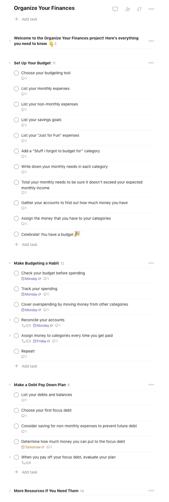 Todoist Költségvetés