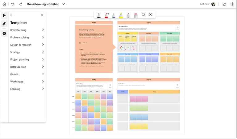 Microsoft Whiteboard: strumenti di lavagna online IA