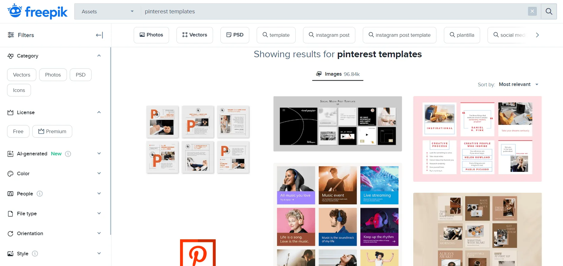 Modelli di post social per Pinterest di Freepik