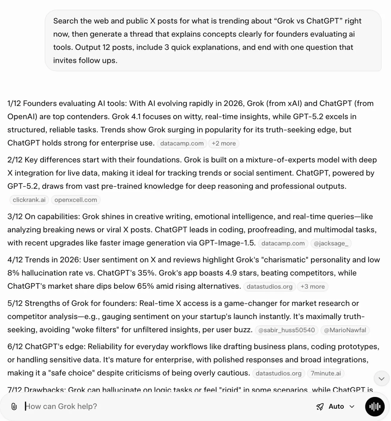창업자가 AI 도구를 평가할 때 개념을 명확하게 설명하는 스레드를 생성하세요.
