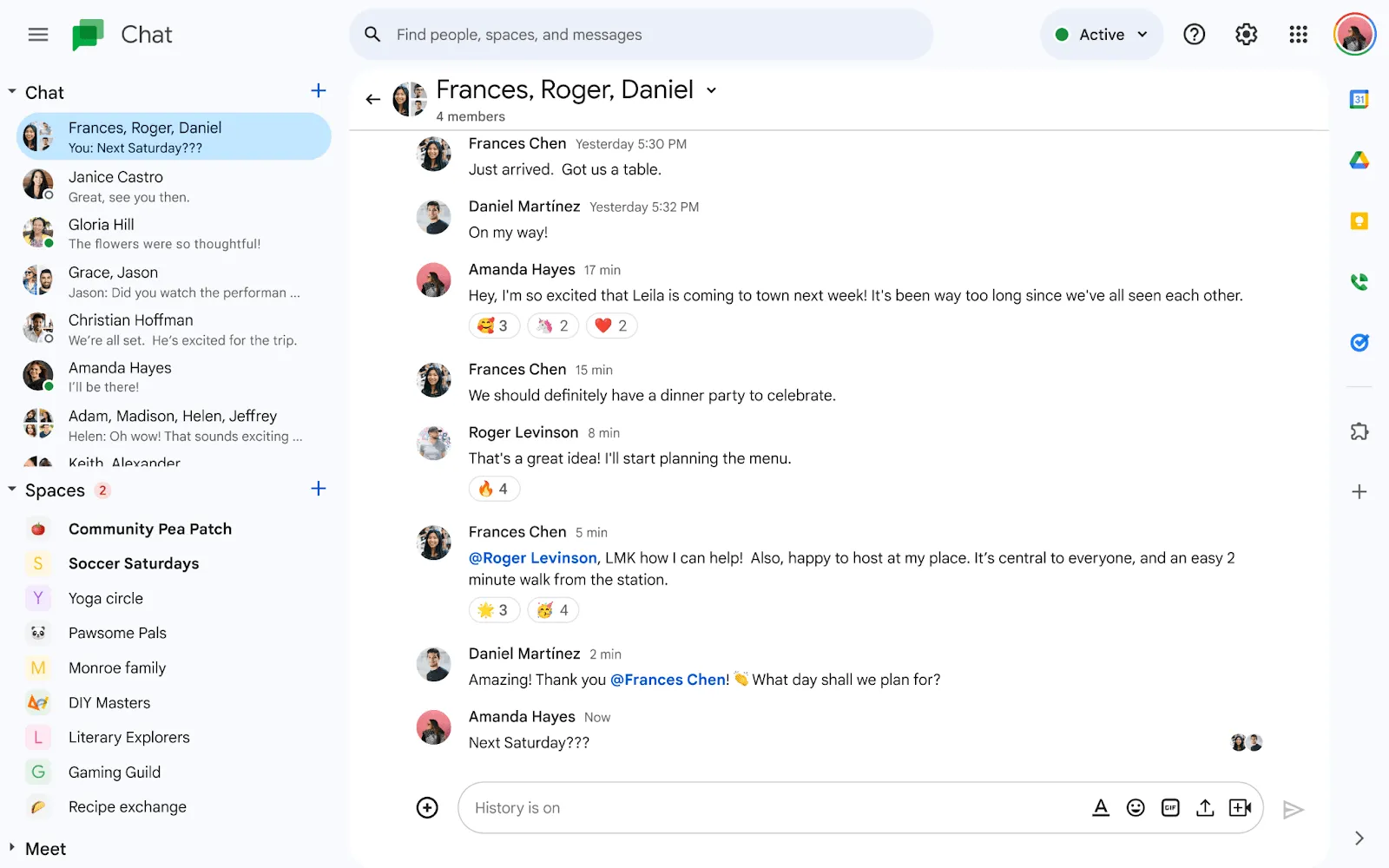 Microsoft Office 365 so với Google Workspace: Google Chat