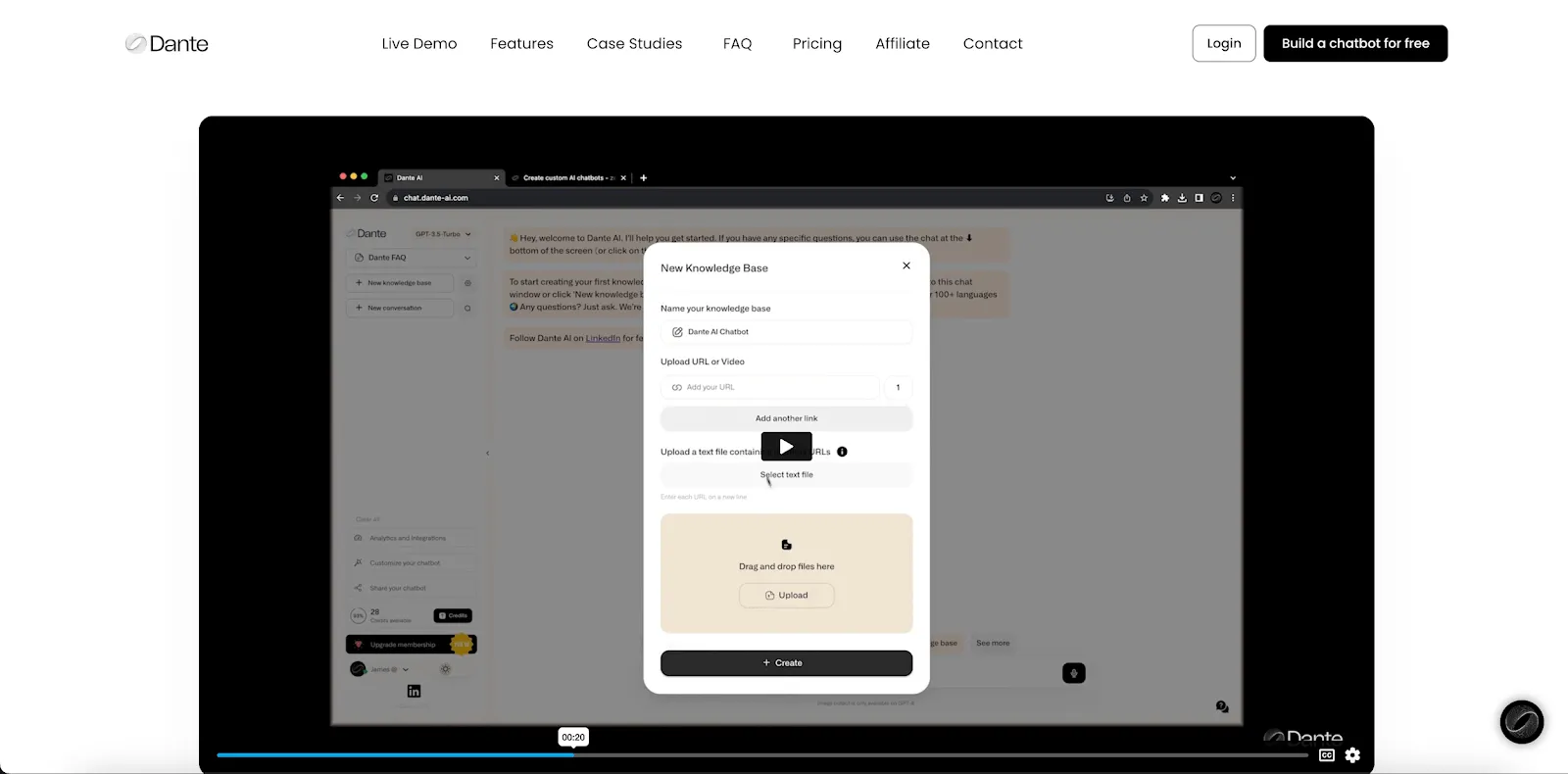 Créateur de chatbot Dante IA