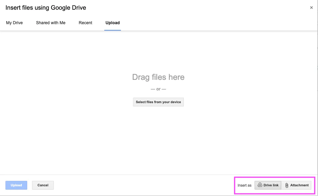 Đính kèm tệp qua Google Drive