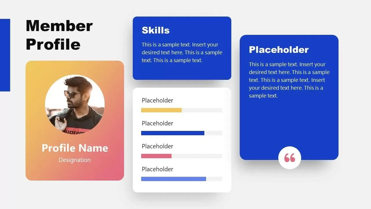 Modèle PowerPoint de profil de membre d'équipe par SlideModel