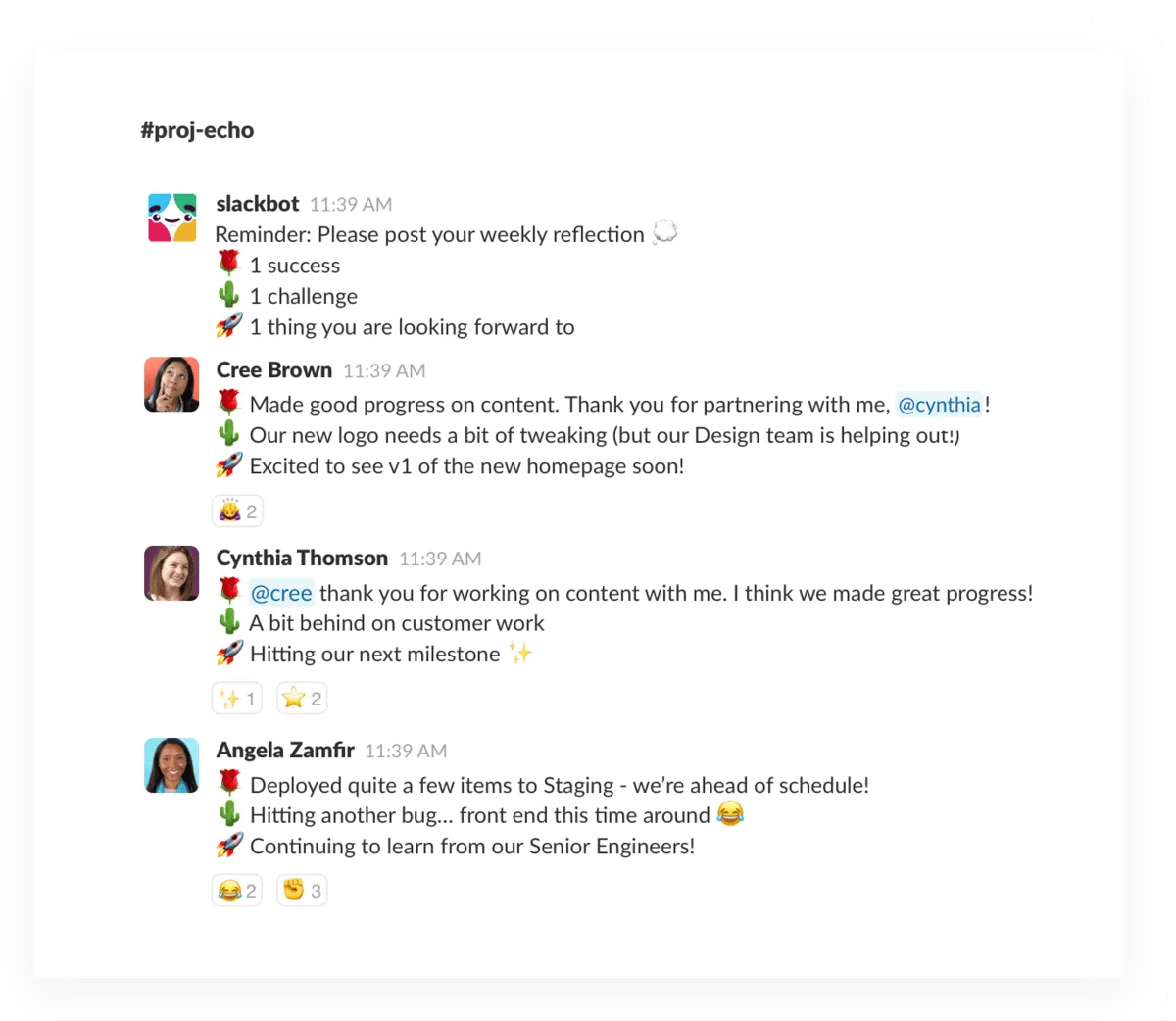 Compte rendu hebdomadaire Slack