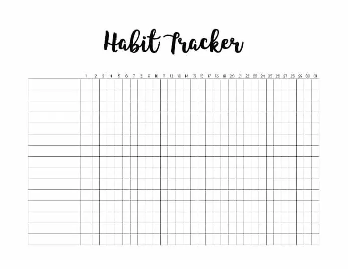 Modello Excel per tracciare le abitudini di Ultimate Printables