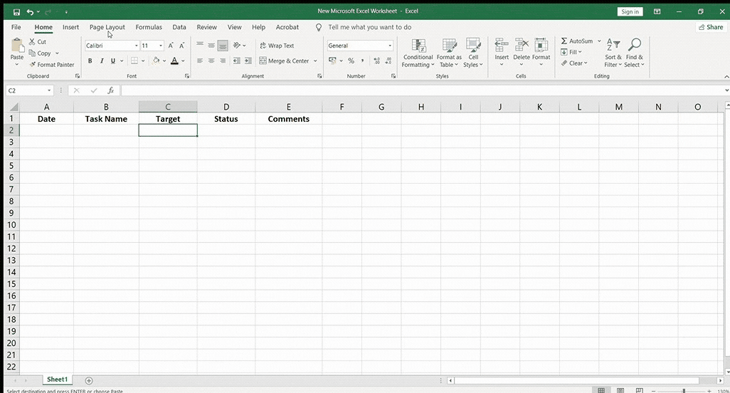 Thêm tiêu đề cột trong sổ làm việc Excel