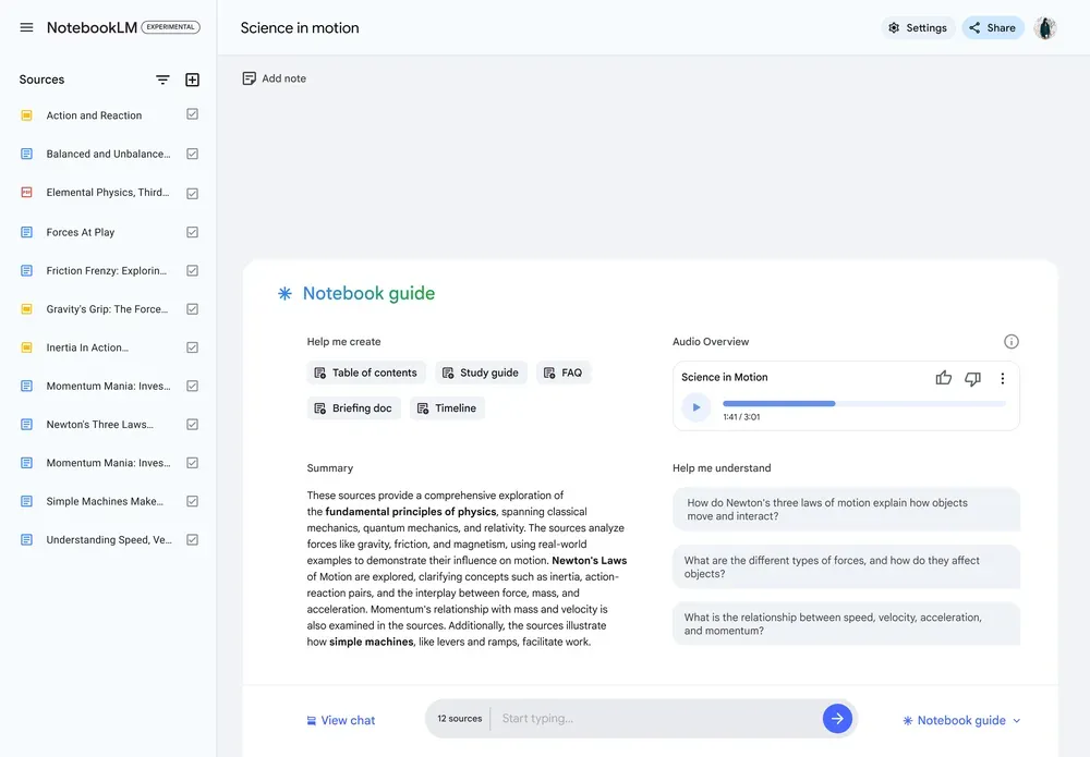 Audio přehledy prostřednictvím NotebookLM