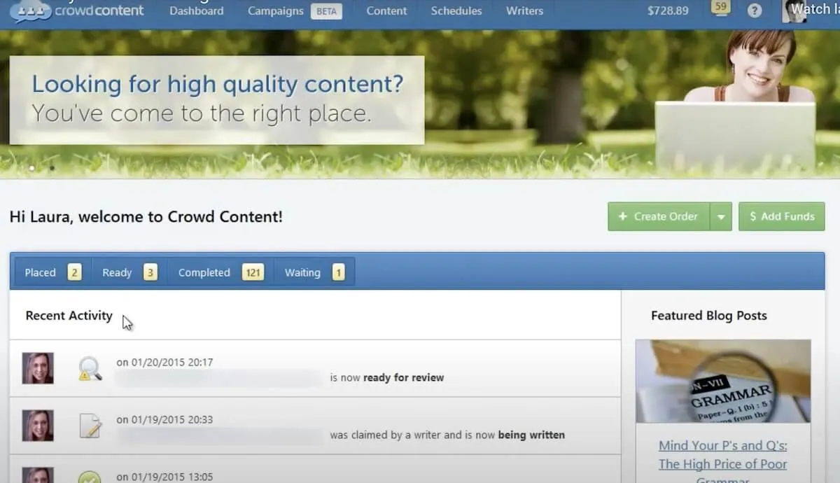 Painel do CrowdContent