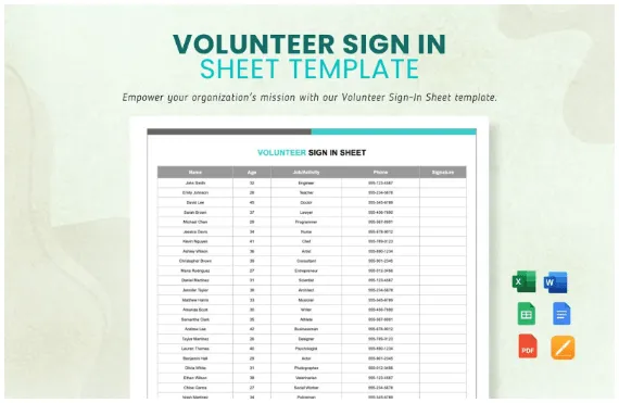 نموذج ورقة تسجيل المتطوعين من Template.net