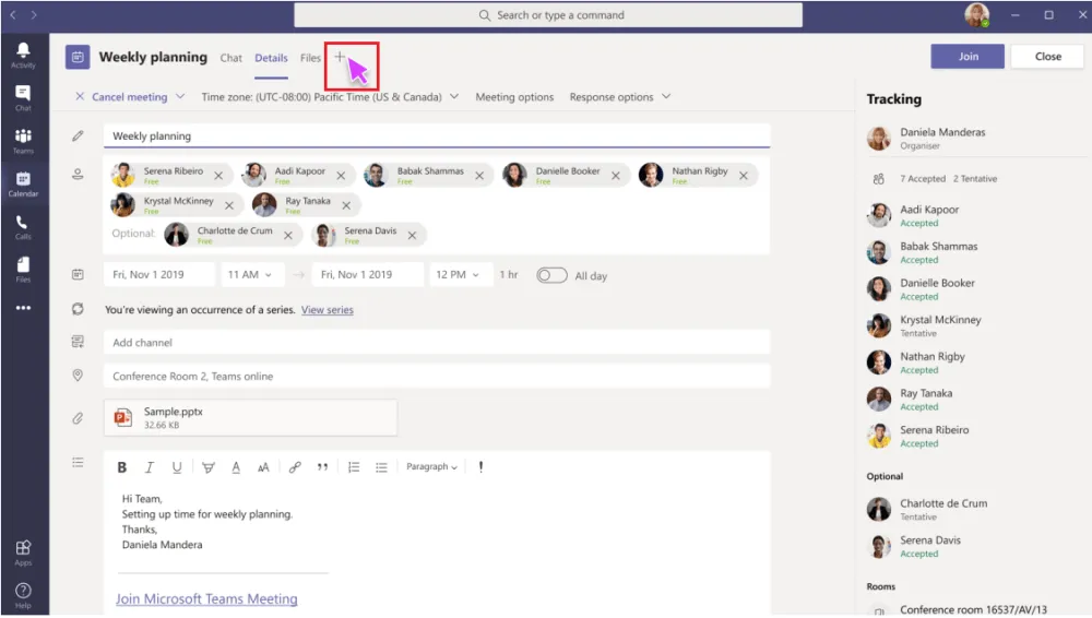 Tính năng tab của Microsoft Teams