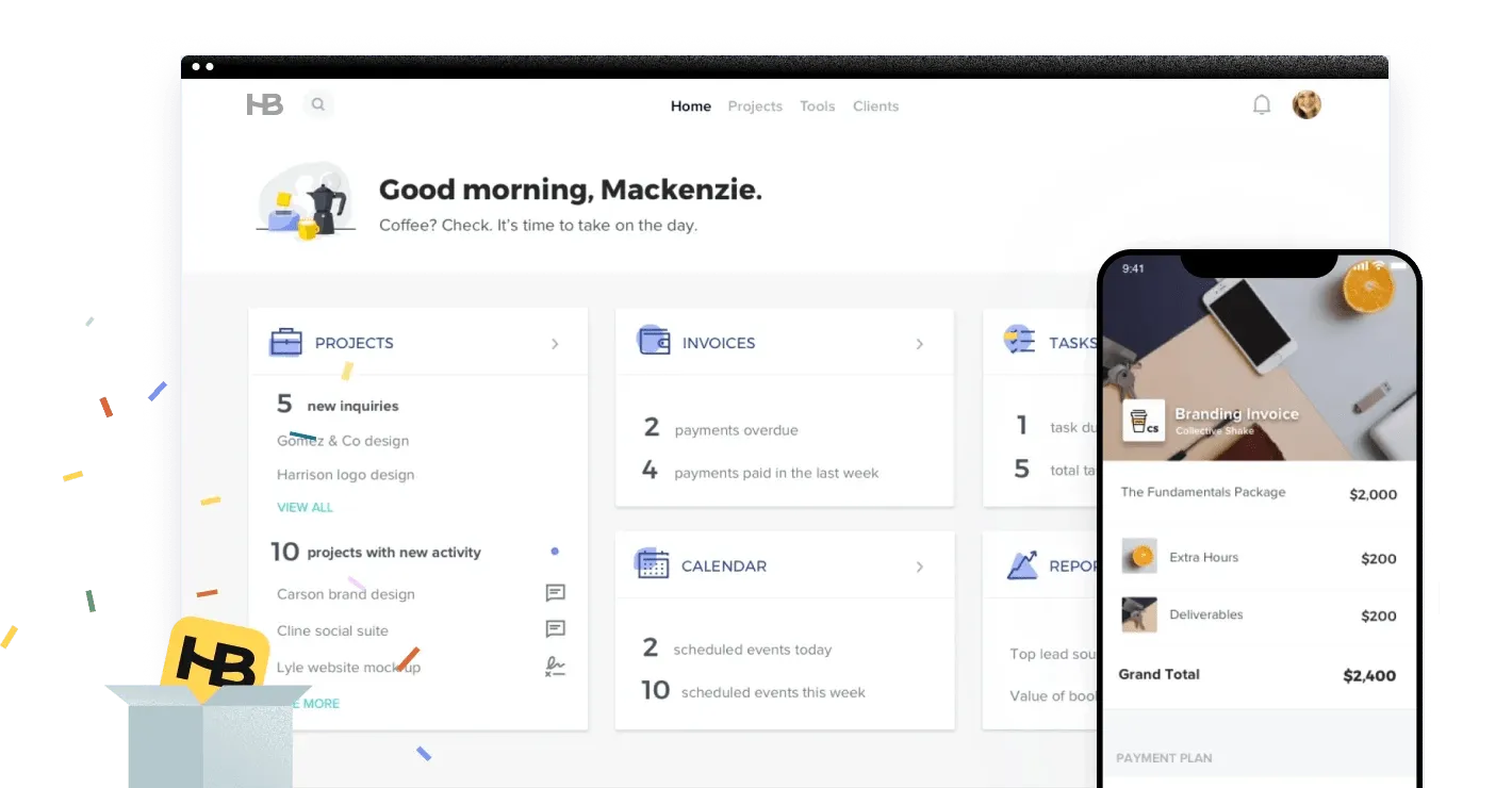 Honeybook: Примери за клиентски портали