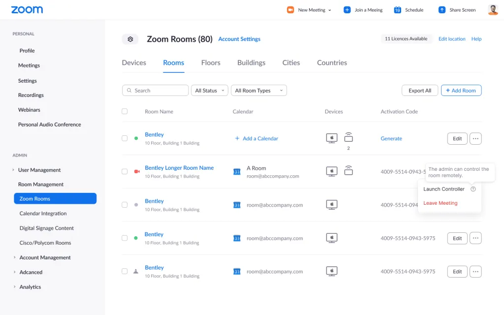 Zoom Workplace Dashboard Software de comunicação em nuvem