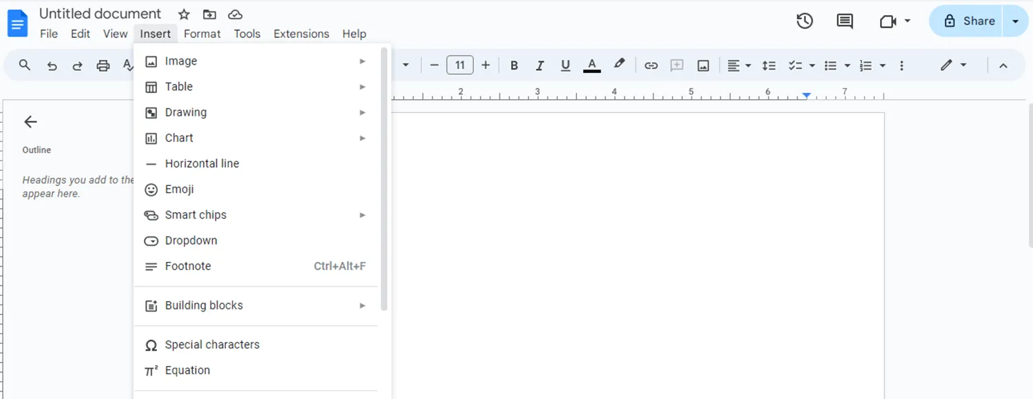 Google Dokümanlar'da grafik oluşturma Adım 1: Google Dokümanlar'a grafik ekleme