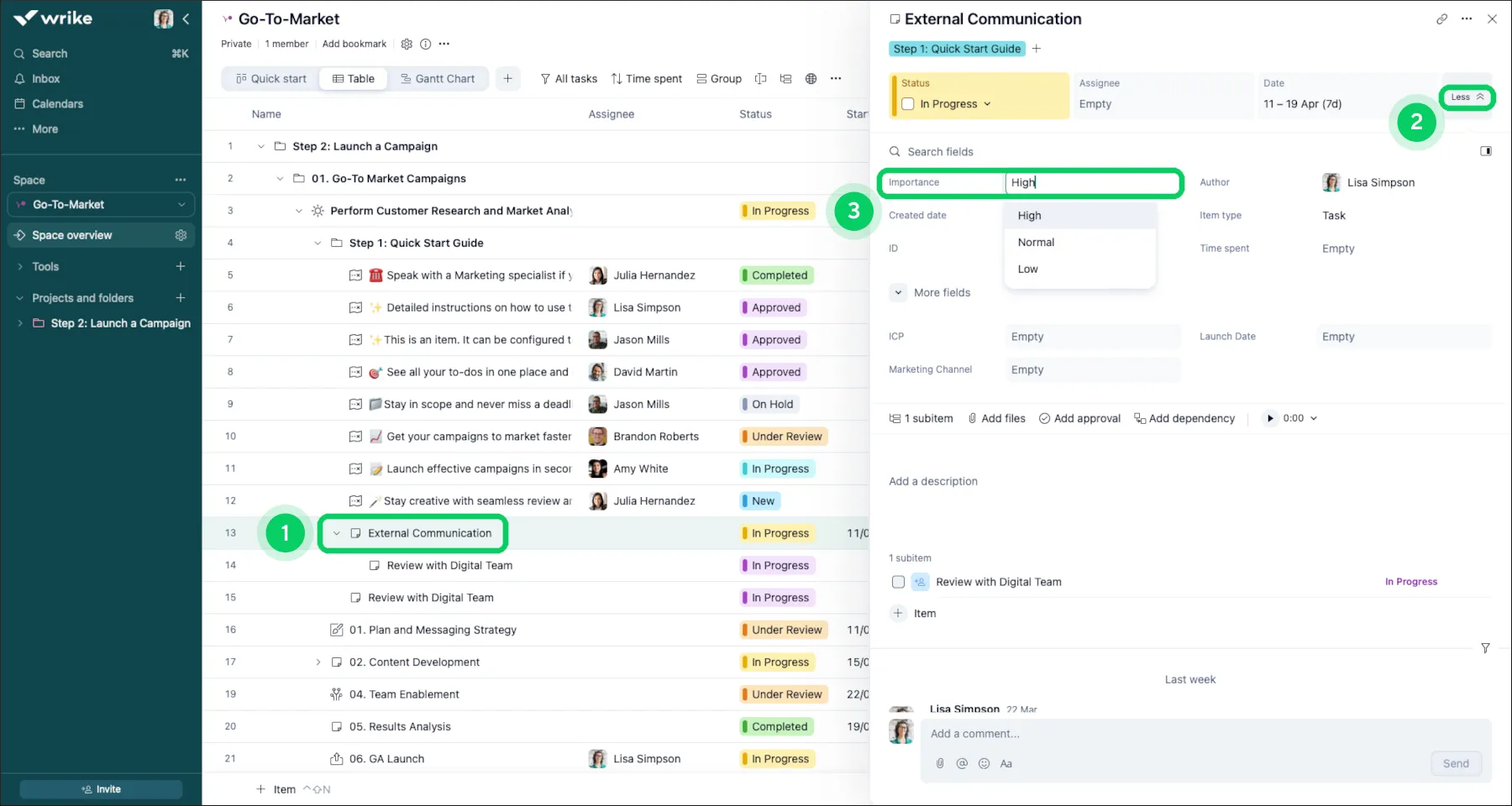 Wrike: catene di approvazione e cronologia delle modifiche alle priorità per i settori regolamentati