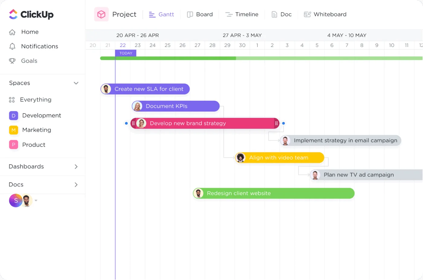 Perangkat lunak Diagram Gantt yang canggih dari ClickUp - Diagram Gantt vs. Timeline