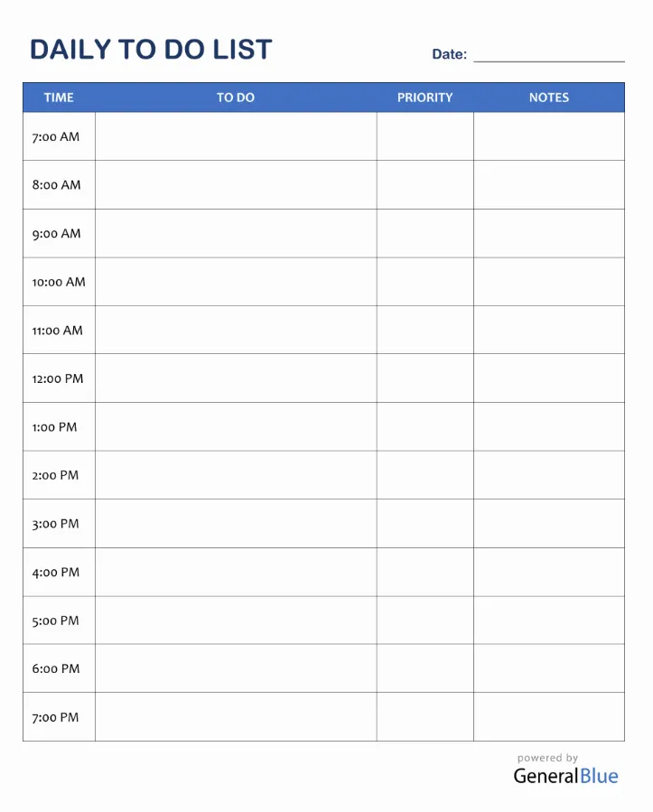 Modèle de liste des choses à faire quotidiennes dans Word par General Blue
