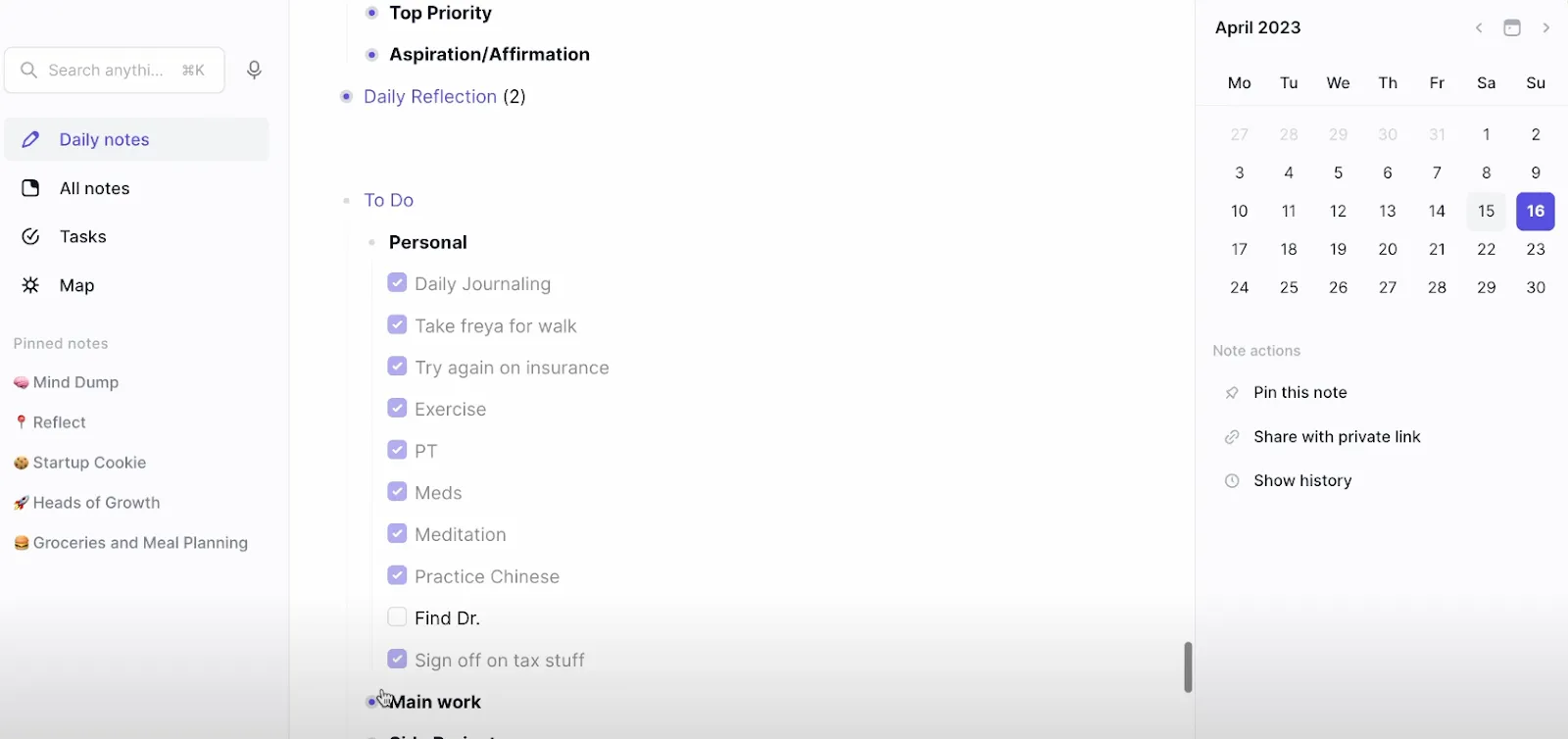 Reflect Notizen: Evernote-Alternativen