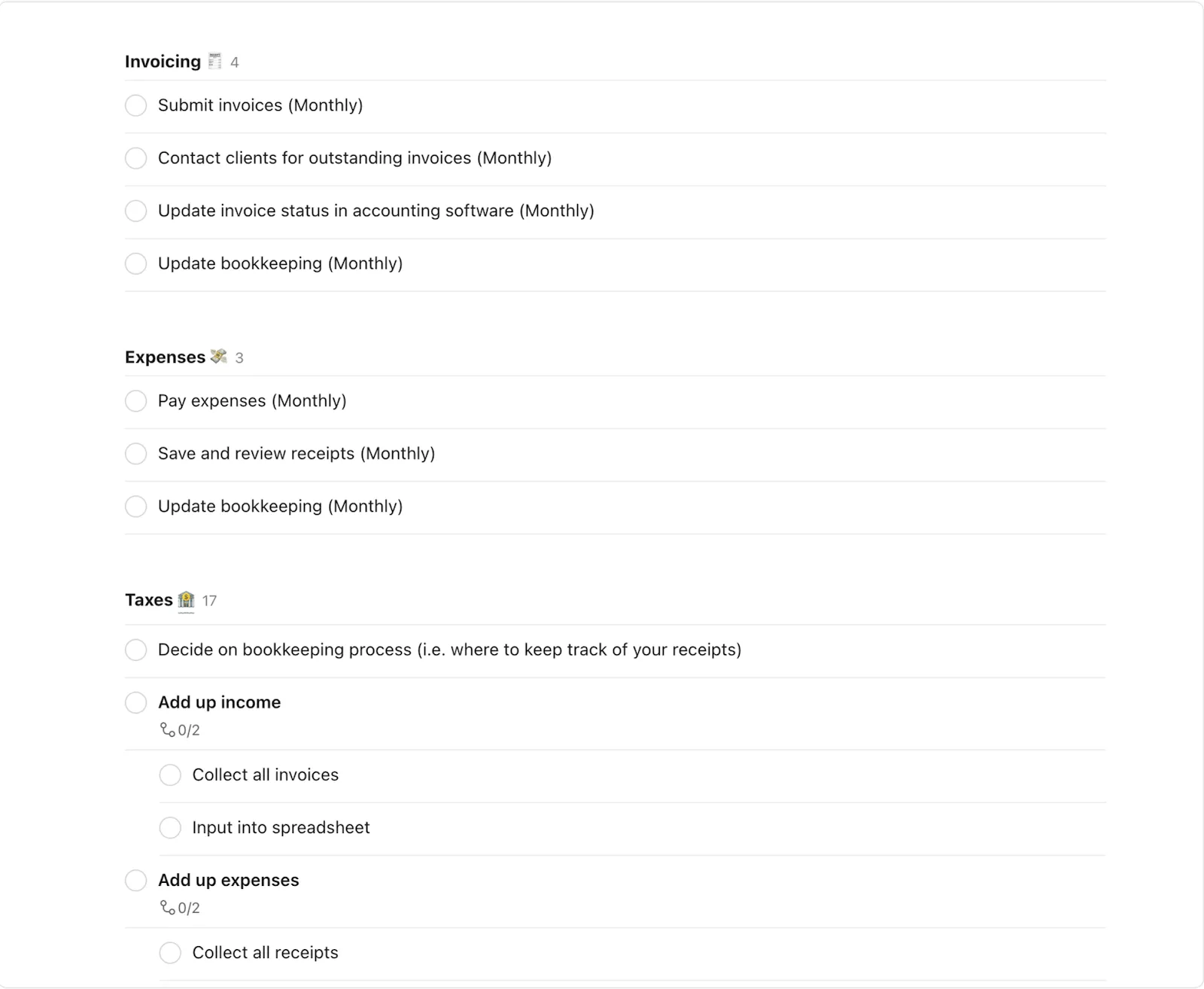 แม่แบบงานบัญชี: แม่แบบใน todoist